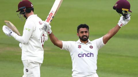 Karun Nair reaches a maiden century for Northamptonshire