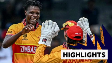 Blessing Muzarabani celebrates with teammates