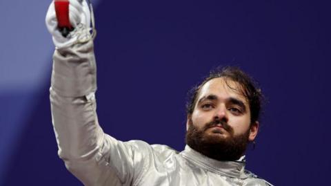 Dimitri Coutya wins gold in the men's foil B category the Grand Palais