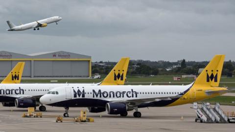 Monarch planes at Birmingham airport