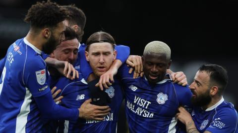 Cardiff celebrate Bowler's goal