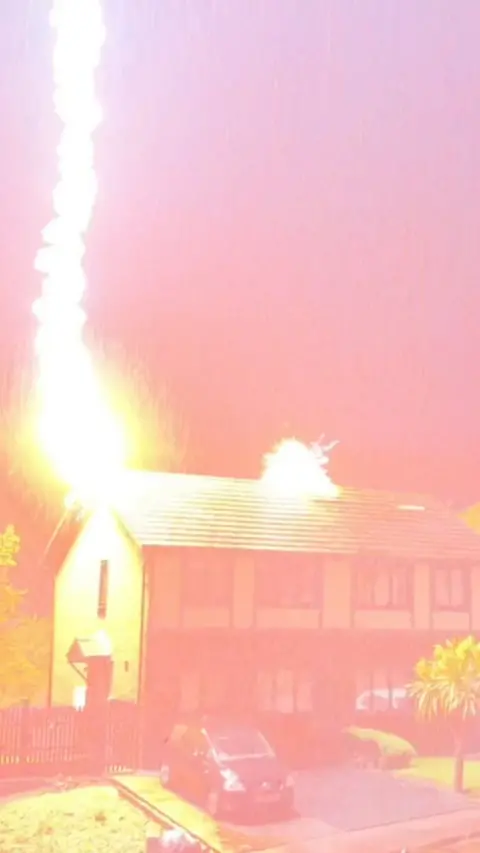 Lightning strikes house