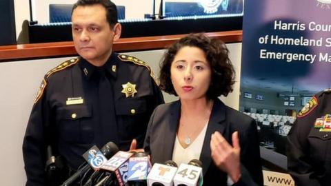 Lina Hidalgo speaks with police