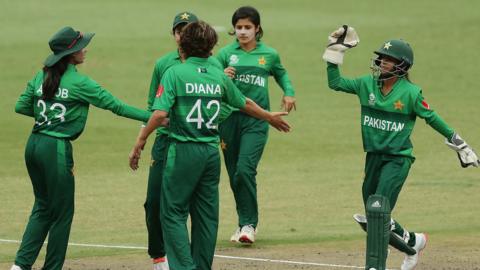 The Pakistan women's team at the World T20