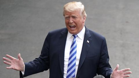 US President Donald Trump leaves the White House on 4 May 2018