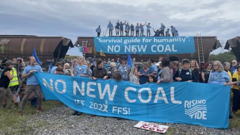 Rising Tide activists with the coal train