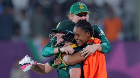 South Africa players celebrate victory
