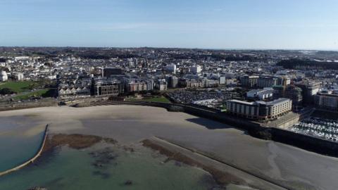 An aerial view of St Helier, in Jersey