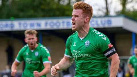 Lawrie Marsh scores for Biggleswade FC