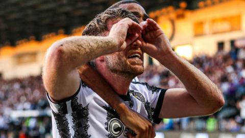 St Mirren's Marcus Fraser celebrates with Mikael Mandron as he scores to make it 1-0 during a William Hill Premiership Play-off Final Second Leg match between St Mirren and Partick Thistle at The SMiSA Stadium, on May 25, 2026