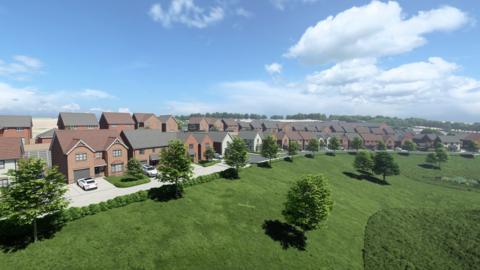Artists impressions of housing estate of A60 in Redhill