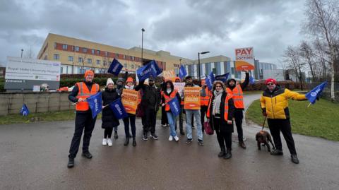 A picket line at Royal Stoke University Hospital