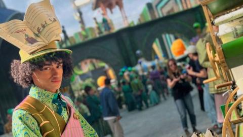 Proefessional dancer Daniel Rae in character on the set of film Wicked: For Good