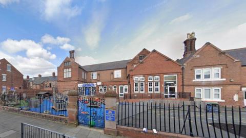 The gates of Chillingham Road Primary School.