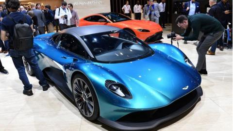 Aston Martin unveils their latest car at the 89th Geneva International Motor in 2019.