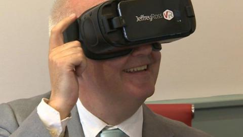 Brian Meechan wearing VR goggles