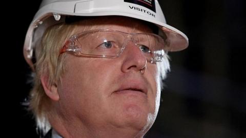 Boris Johnson in hard hat