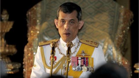 This file photo taken on 21 January 2008 shows Thai Crown Prince Maha Vajiralongkorn reading statements during the opening session of the parliament at Parliament House in Bangkok.