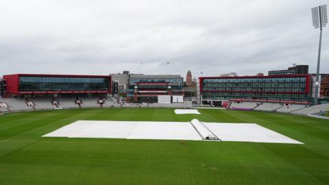 A wet outfield at Old Trafford