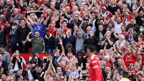 Manchester United fans inside Old Traford