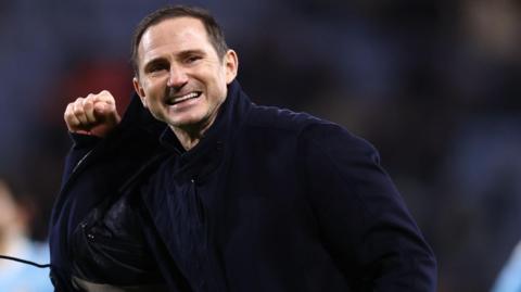 Frank Lampard punches the air in delight after his Coventry City side returned to the top of the Championship by beating Middlesbrough