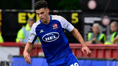 Exeter City forward Sonny Cox in action
