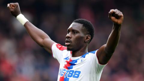 Ismaila Sarr of Crystal Palace celebrates scoring his team's first goal