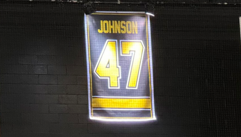 Adam Johnson's kit number lit up by lights