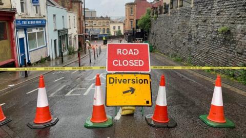 Road closed sign