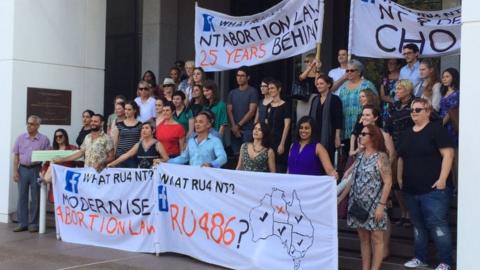 Protesters gather in the Northern Territory to campaign for abortion reform