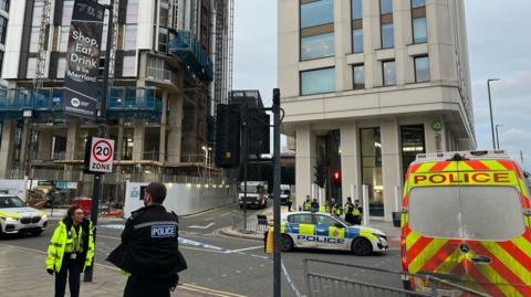 A police scene in place on Merrion Street in Leeds city centre