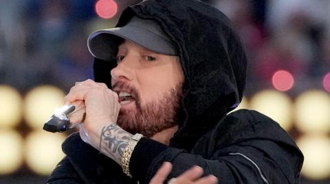 Eminem performing on stage