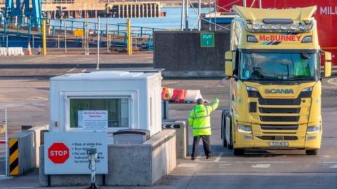 Lorry at a port in Northern Ireland