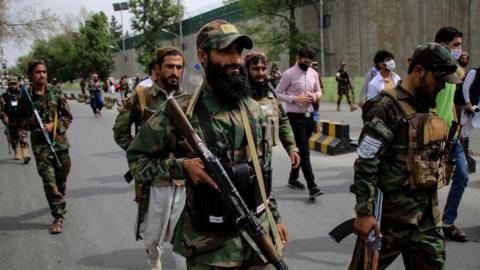 Taliban patrol in Kabul, 2 August