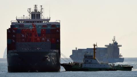 Cargo ships in Tokyo Bay, Feb 2015