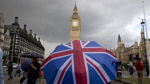 Union flag umbrella at Parliament