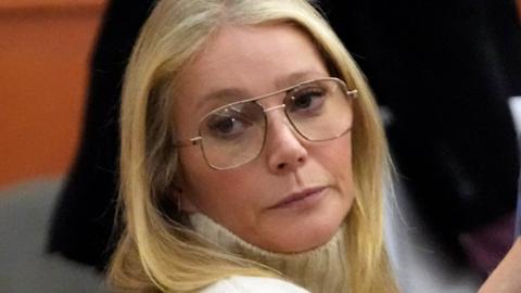 Gwyneth Paltrow looks on before leaving the courtroom where she is accused in a lawsuit of crashing into a skier during a 2016 family ski vacation, leaving him with brain damage and four broken ribs, In Park City, Utah, March 21, 2023