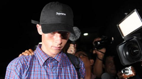 Australian teenager Jamie Murphy released from a police station in Bali