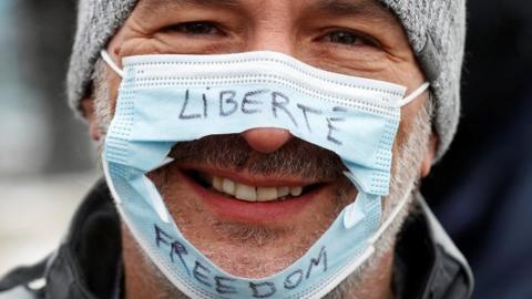 One of the truckers at the protest in Ottawa.