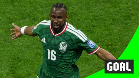 Mexico's Julian Quinones after scoring the opening goal 
