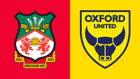 Side-by-side of Wrexham and Oxford United club badges
