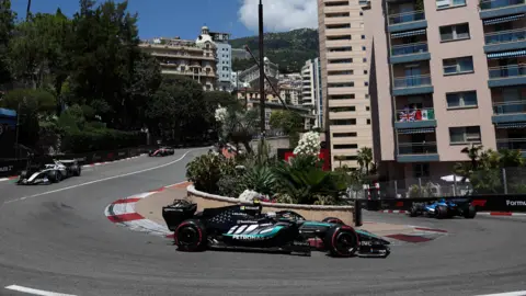 Mercedes' Kimi Antonelli goes around the hairpin during final practice for the Monaco Grand Prix