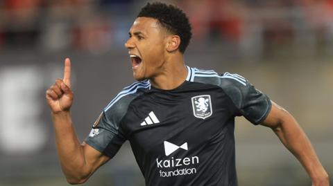 Ollie Watkins of Aston Villa celebrates after scoring a goal 