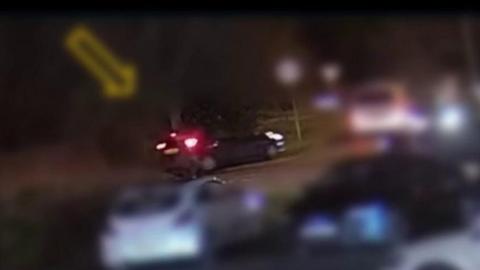 CCTV footage of a car suspected to be used in the shooting of John Caldwell
