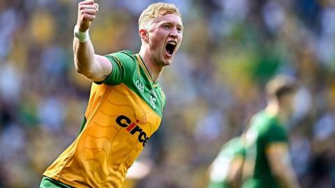 Oisin Gallen celebrates scoring