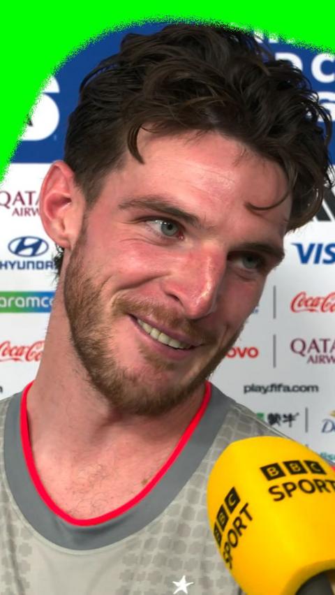 Declan Rice gives a post-match interview to BBC Sport at the 2026 World Cup