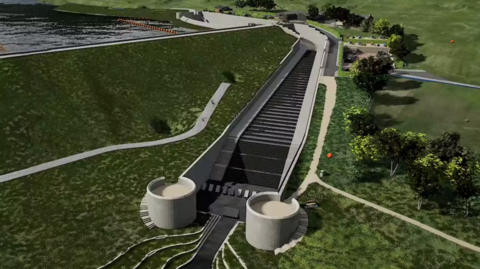 An artist impression of the upgraded reservoir and spillway