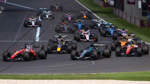 Charles Leclerc leads the field after taking the lead of the Australian Grand Prix 
