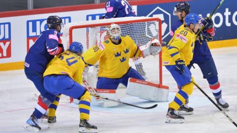 Great Britain v Sweden at the Ice Hockey World Championships in Latvia