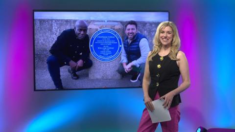 Emma-Louise on the Newsround set
